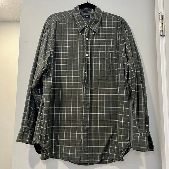 Nautica Other - Nautica 100% Cotton Green Plaid Long Sleeve Button-Up size Large